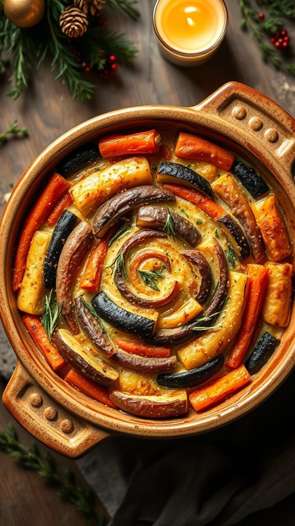 colorful root vegetable gratin