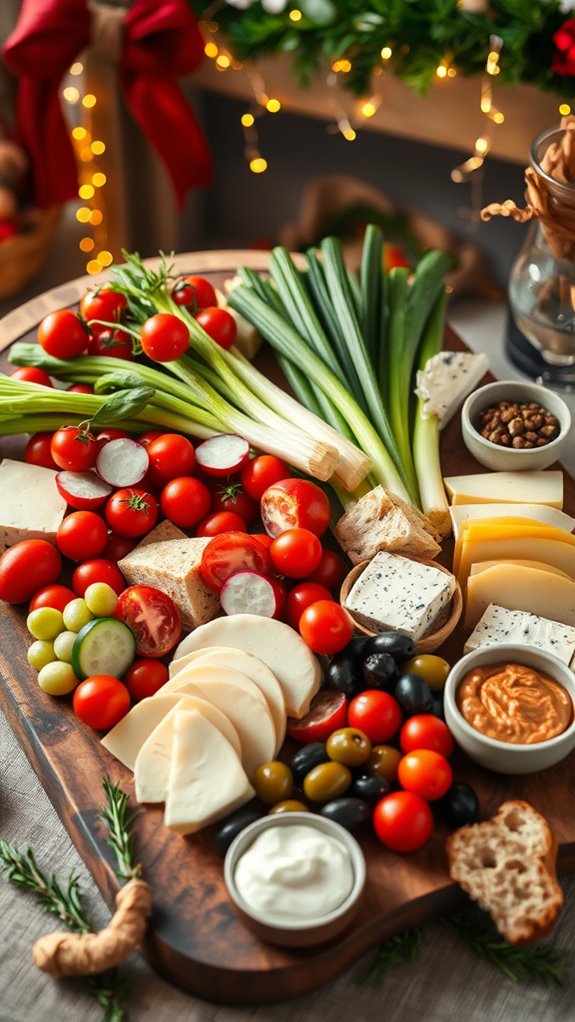 colorful veggie cheese platter
