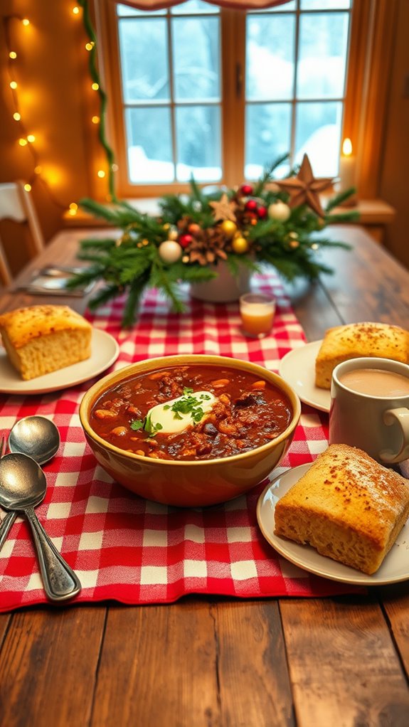 cozy chili and cornbread