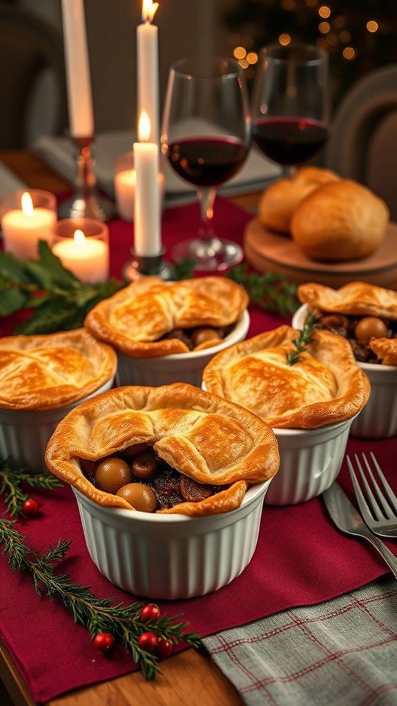 cozy individual beef pies