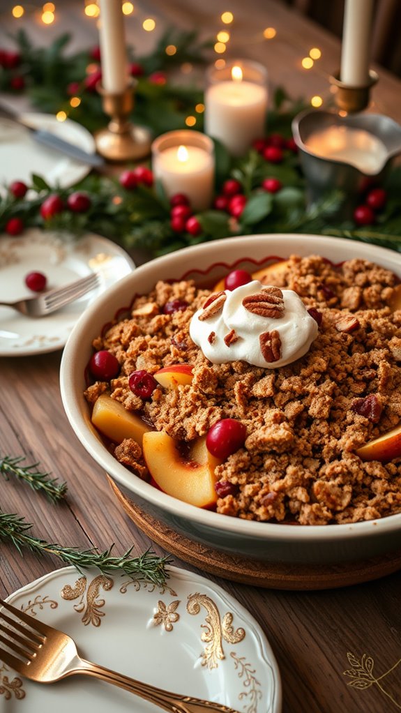 cozy spiced apple cranberry crisp