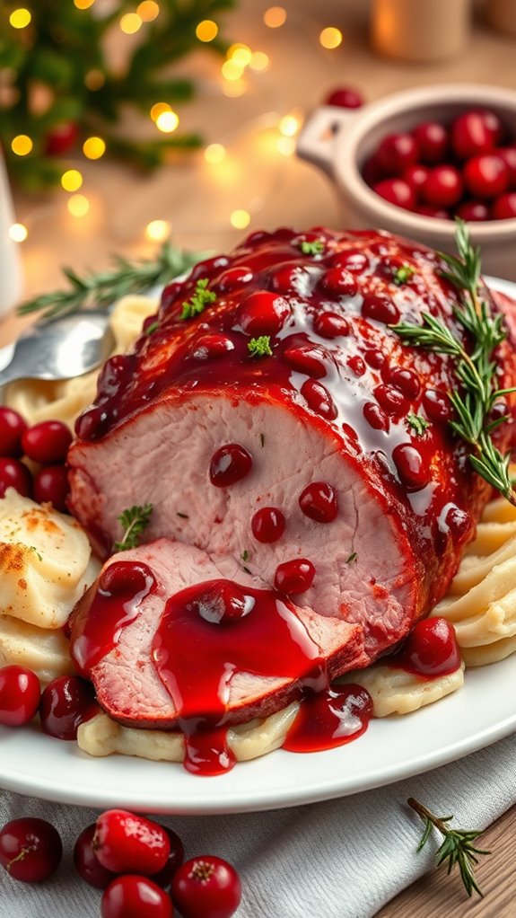 cranberry glazed festive ham steak