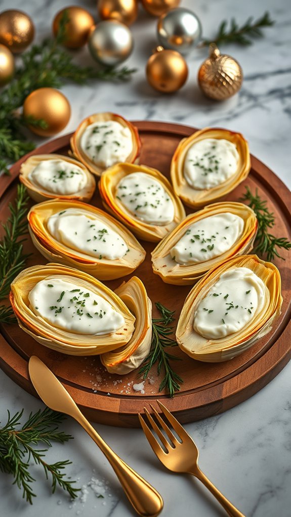 creamy artichoke hearts mixture