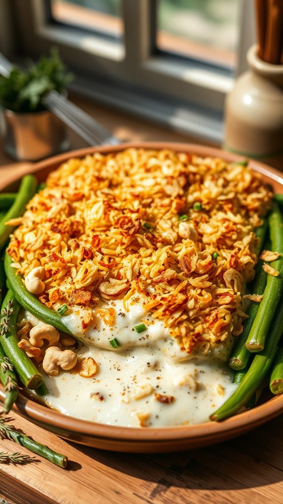 creamy cashew green bean casserole