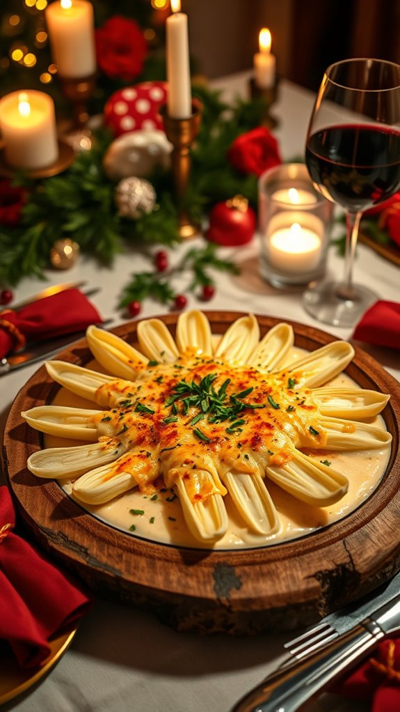 creamy endive gratin dish