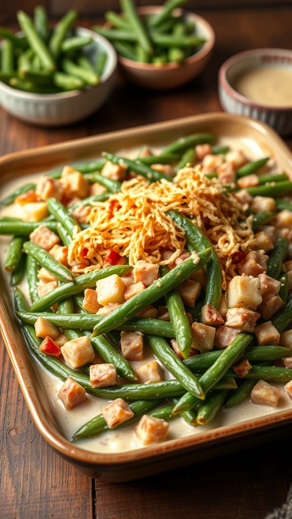 creamy garlic green bean casserole