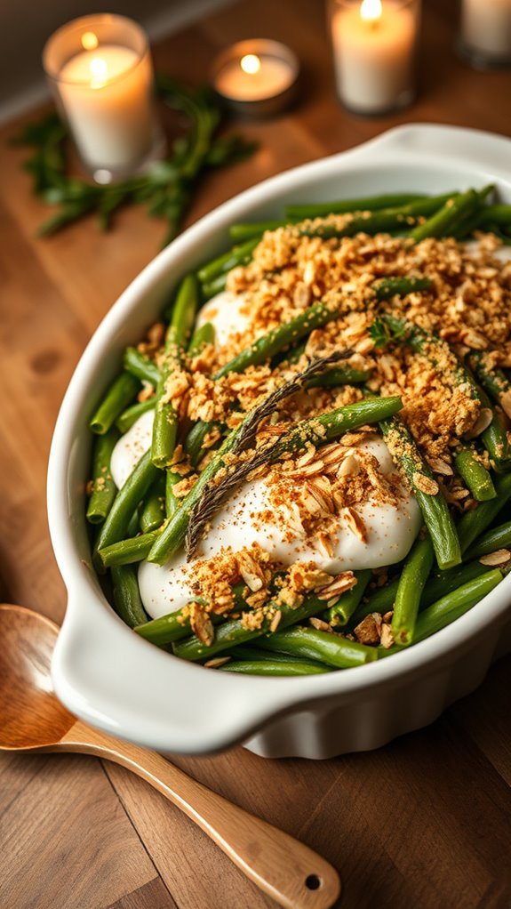 creamy garlic green bean casserole