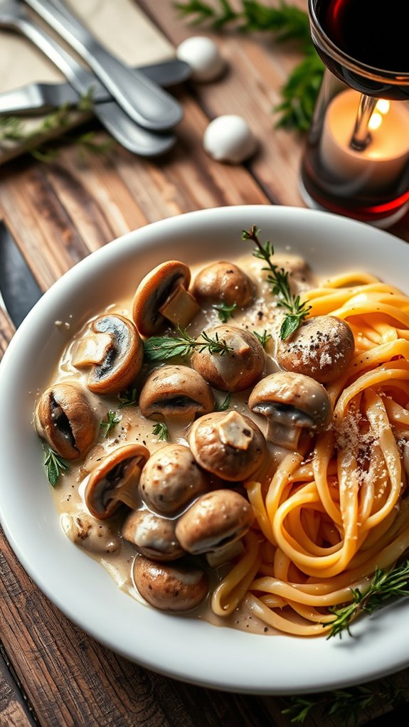 creamy mushroom thyme pasta