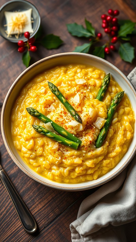 creamy saffron asparagus risotto