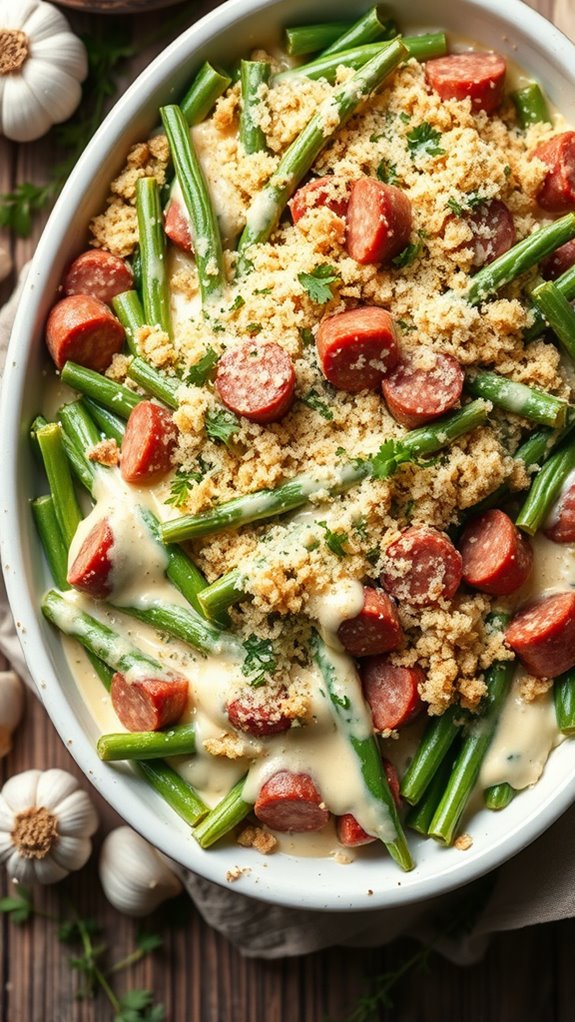 creamy sausage green bean casserole