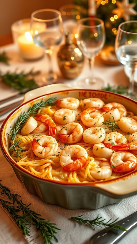 creamy seafood pasta bake