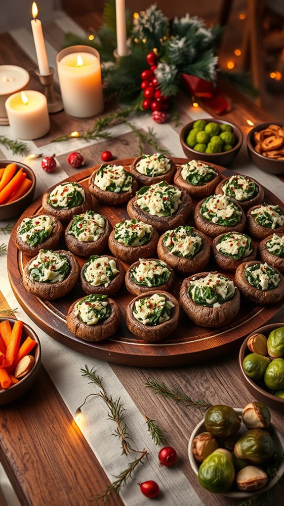 creamy spinach cheese stuffed mushrooms