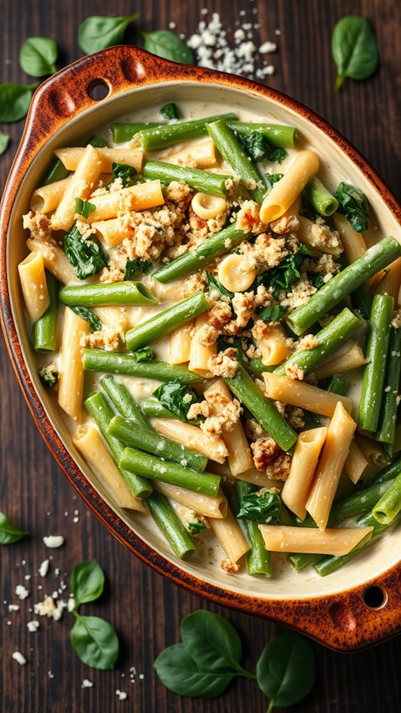 creamy spinach green bean casserole