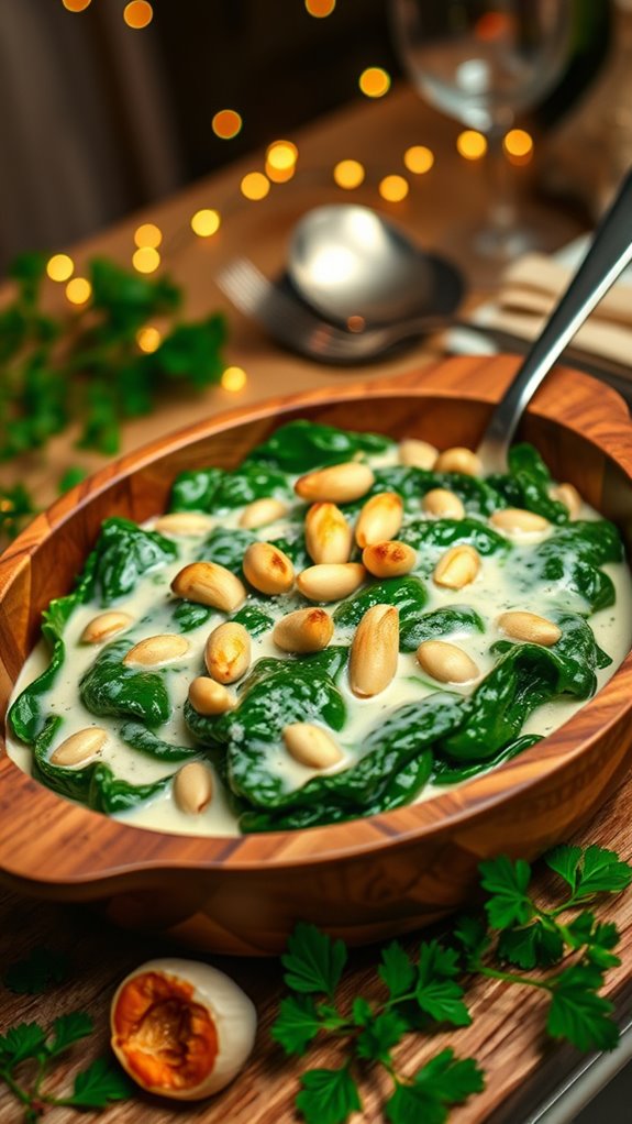 creamy spinach with pine nuts