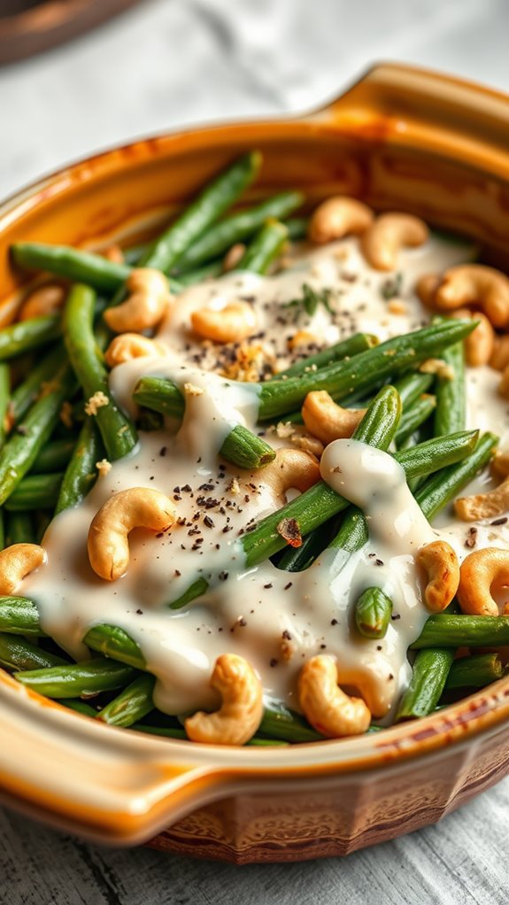 creamy vegan green bean casserole