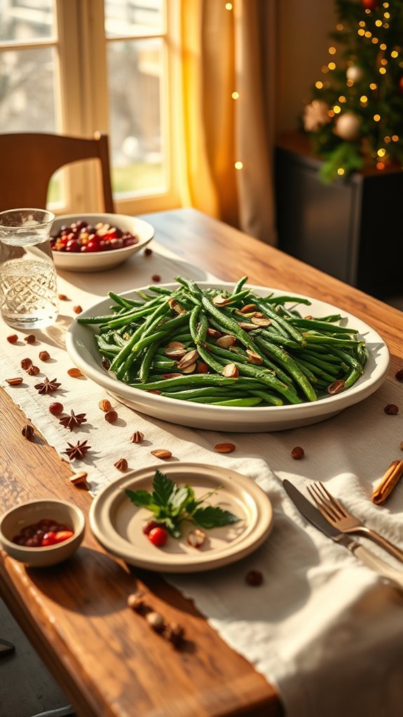 crisp green beans and almonds
