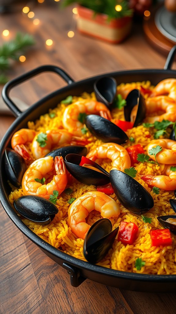 crispy seafood paella delight