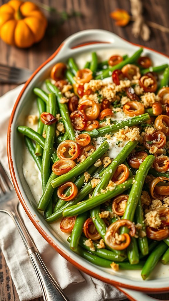crispy shallots enhance green beans