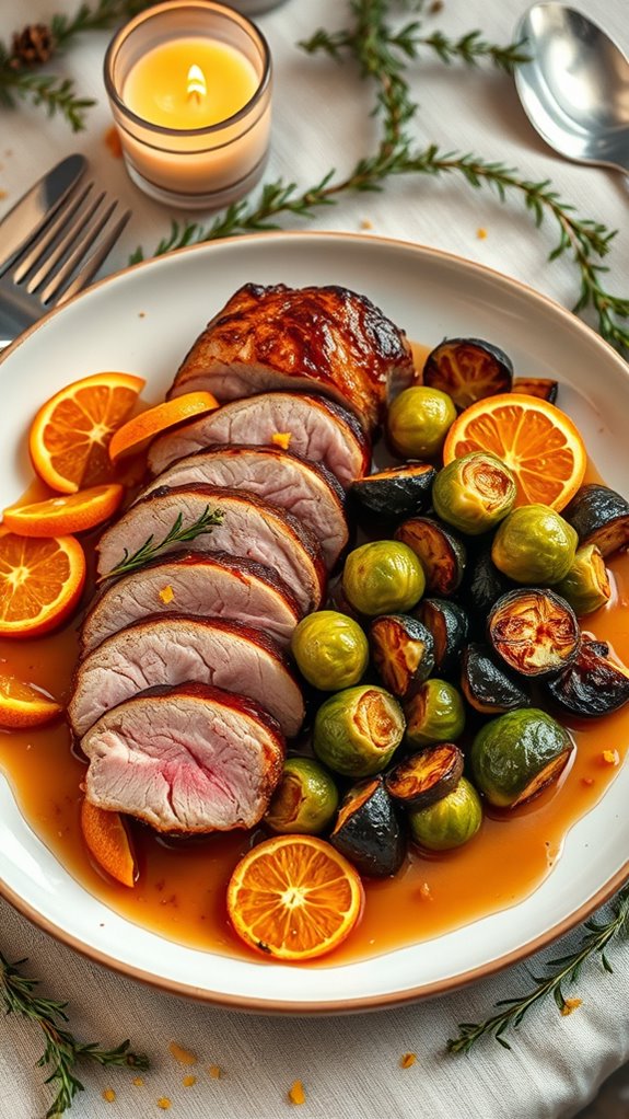 duck breast with brussels sprouts