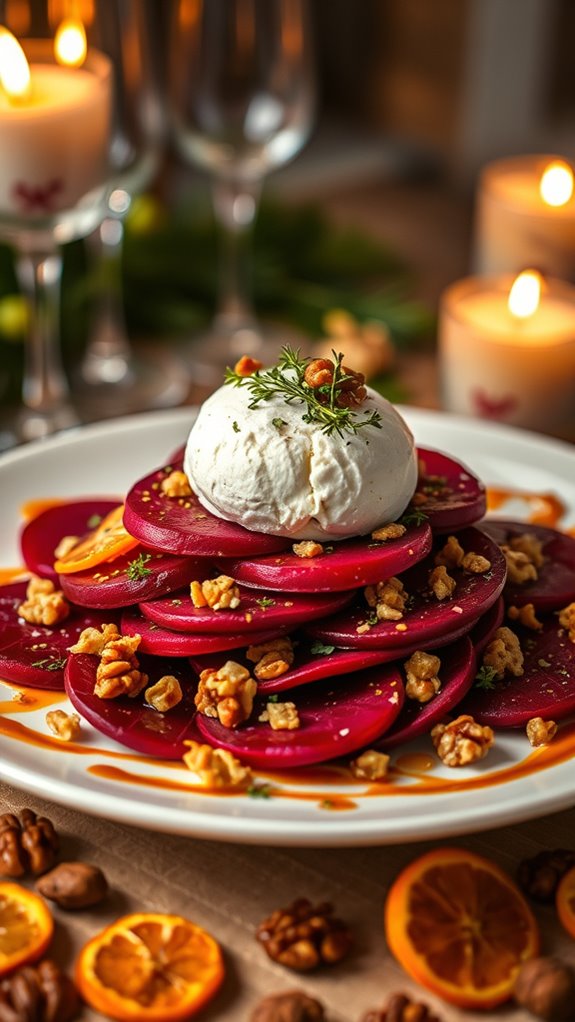 elegant beet goat cheese stack