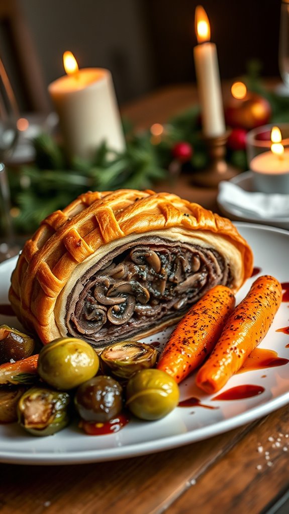 elegant mushroom filled beef pastry