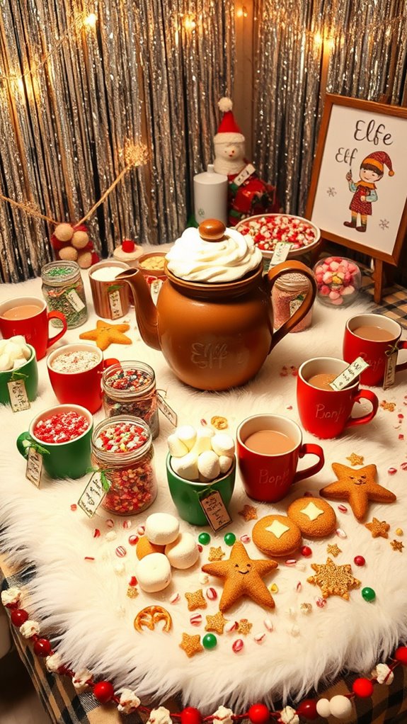 elf inspired festive cocoa bar