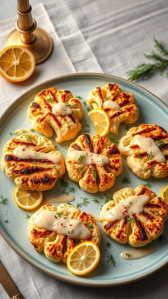 festive cauliflower steak presentation