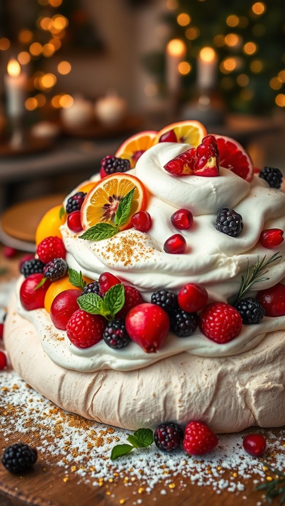 festive fruit topped pavlova delight