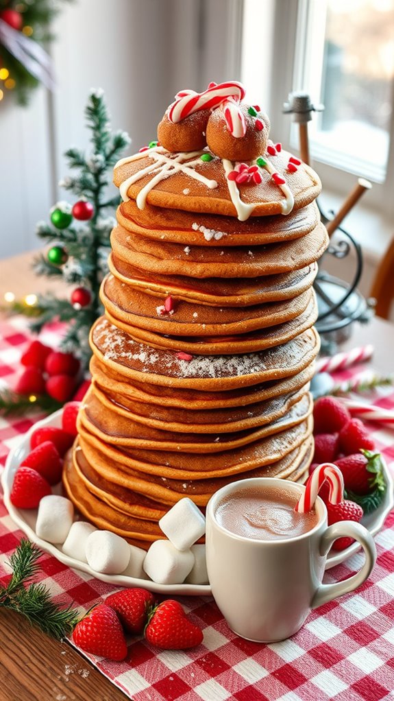 festive gingerbread pancake stacks