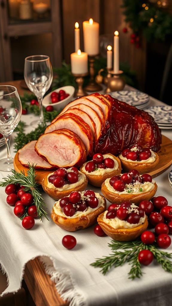 festive ham and cranberry potatoes