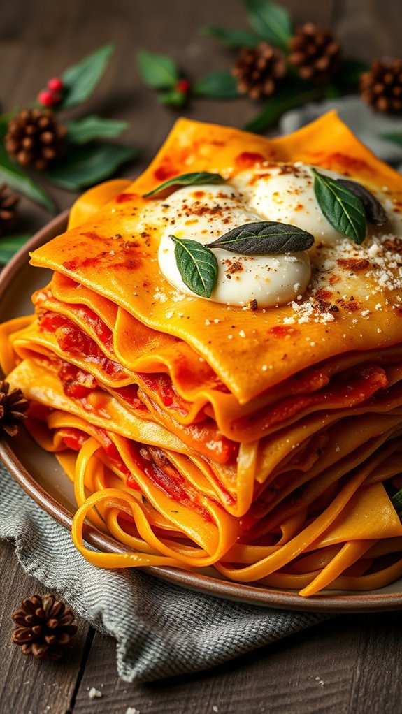festive pumpkin sage lasagna