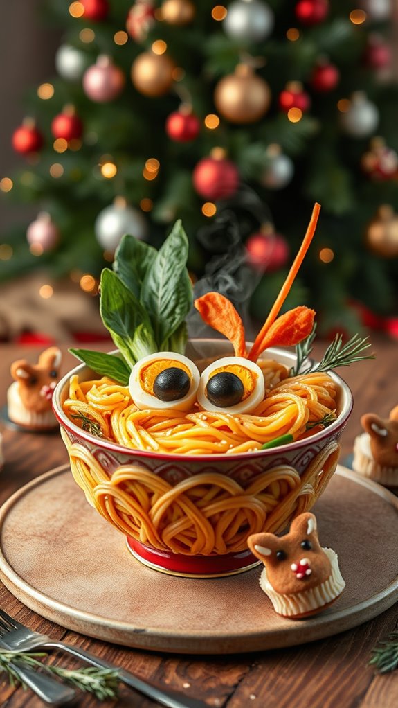 festive reindeer ramen bowl