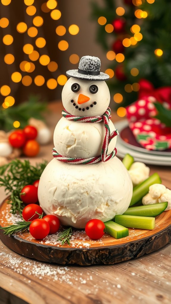 festive snowman cheese ball