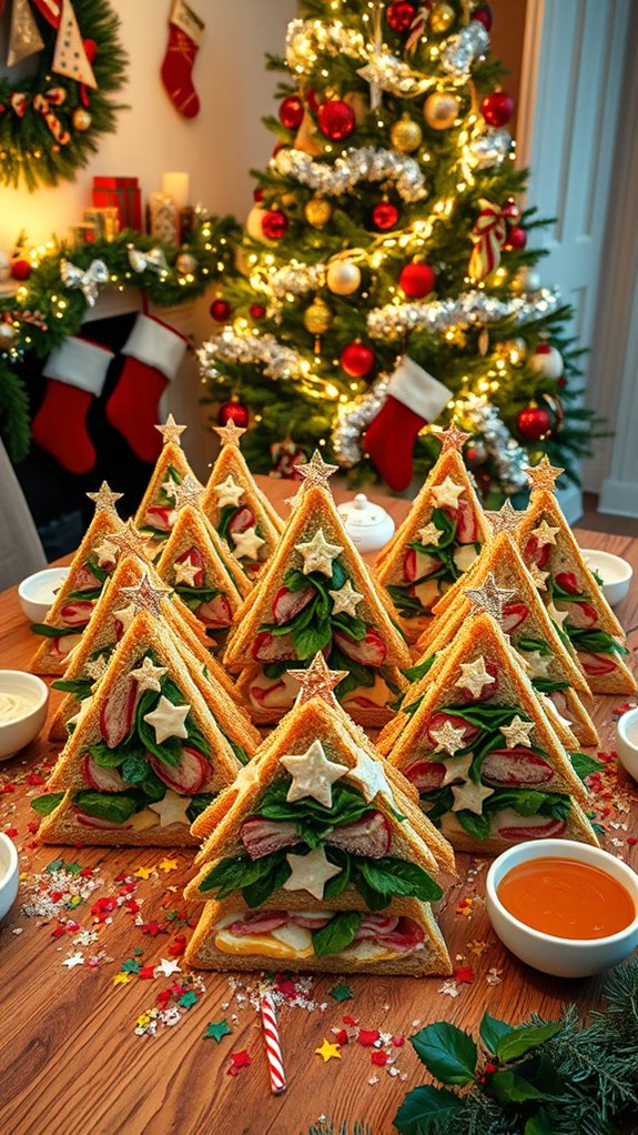 festive tree shaped sandwiches