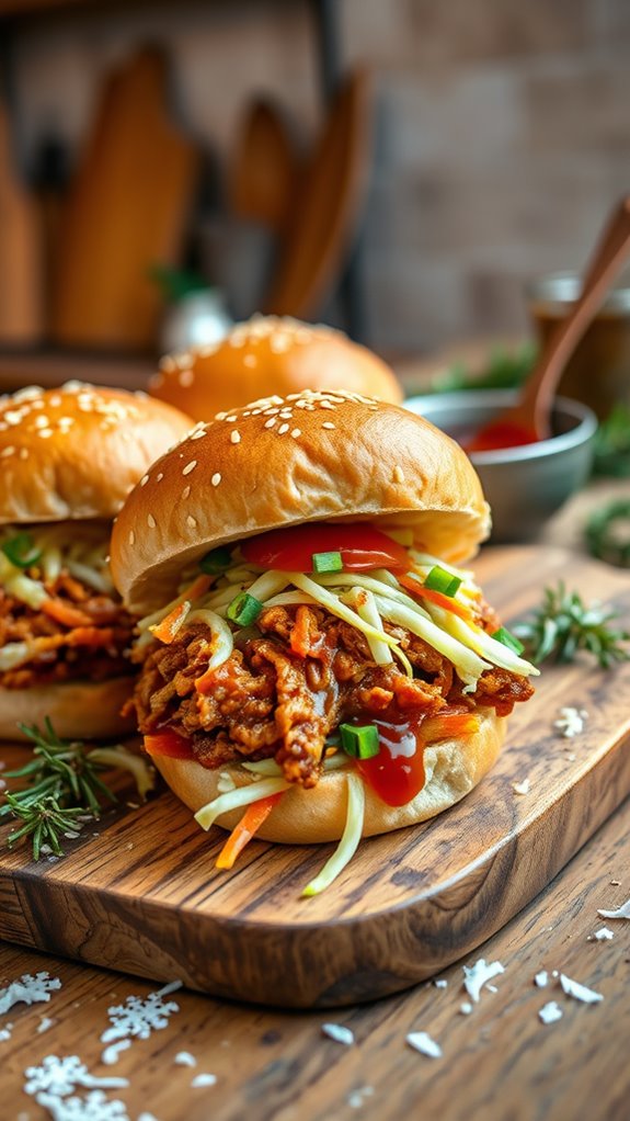 festive vegan jackfruit sliders