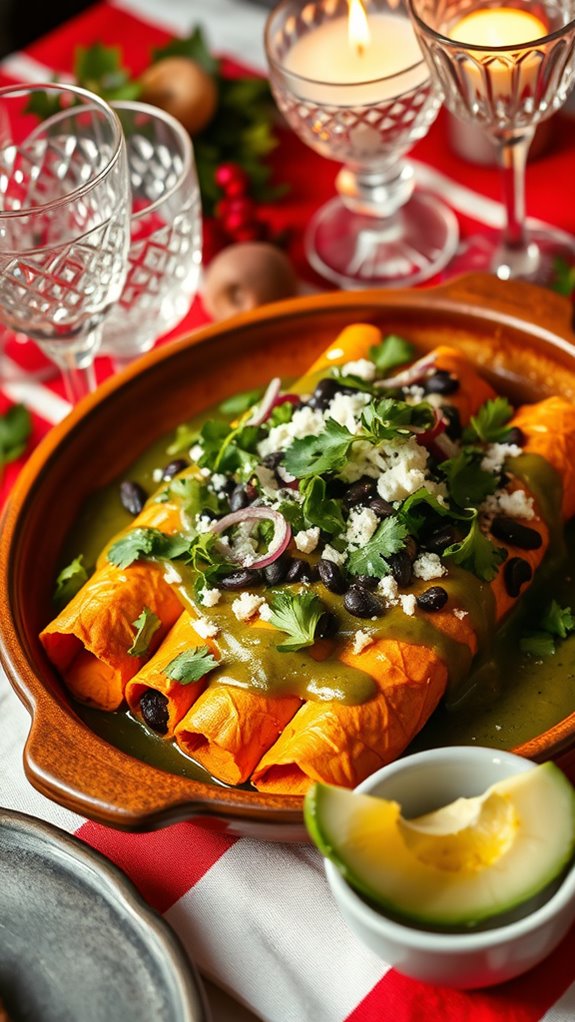 flavorful enchiladas with garnishes