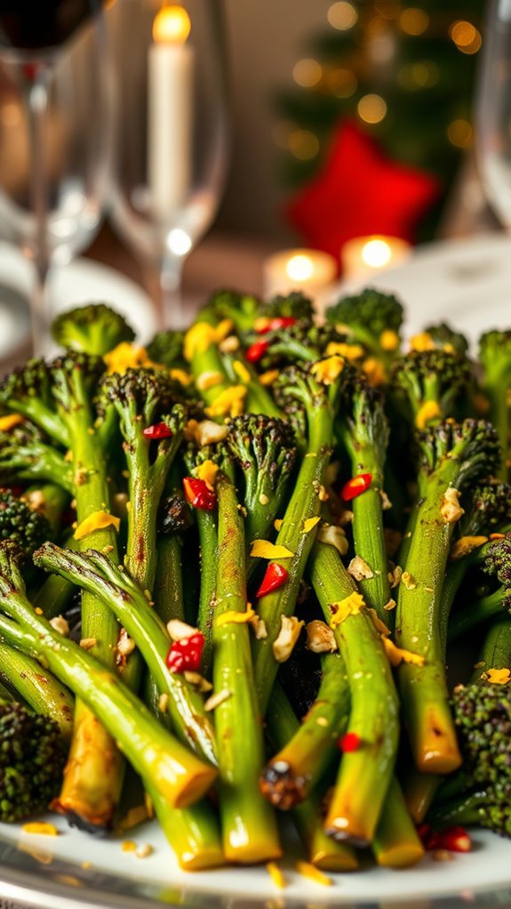 garlic chili roasted broccolini