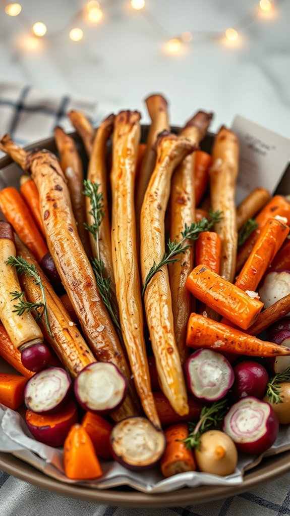 garlic roasted parsnips with thyme