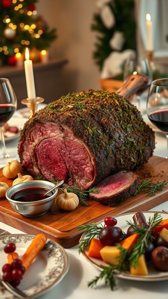 herb crusted beef with reduction