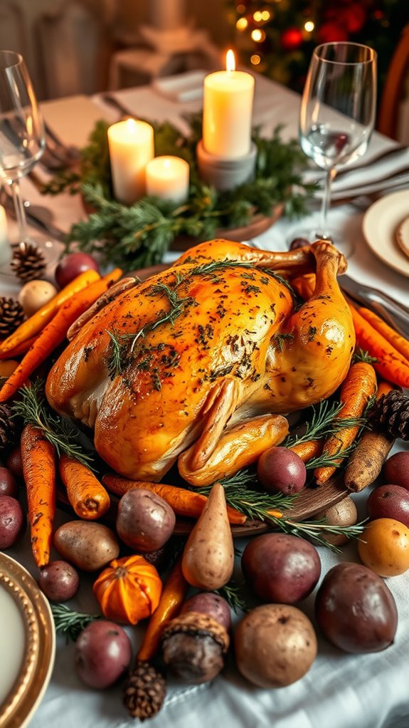 herb crusted chicken and vegetables