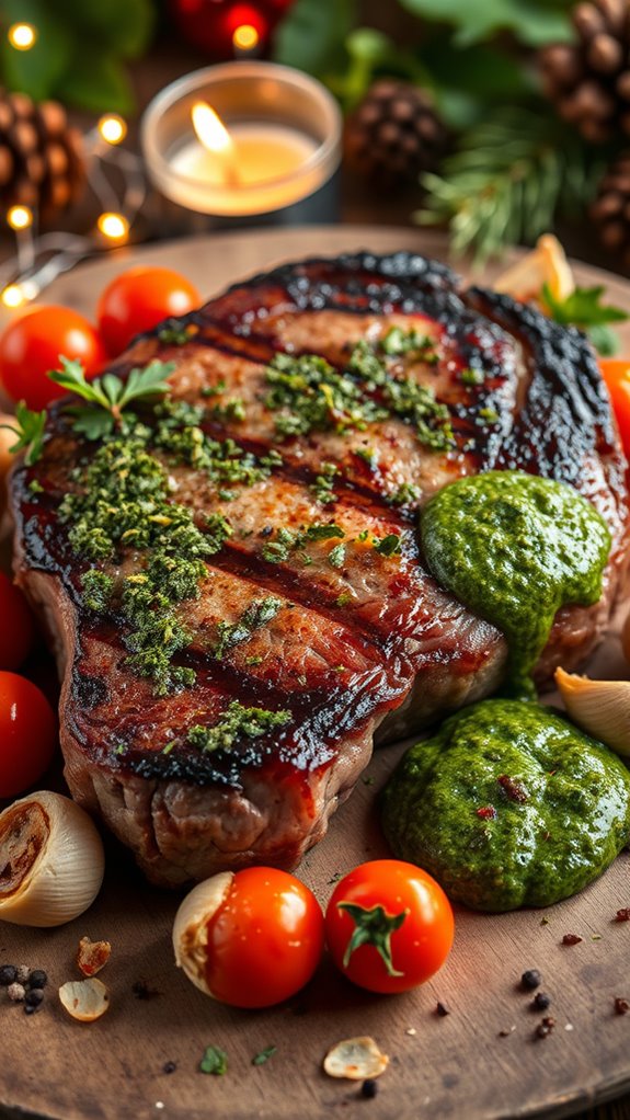 herb crusted rib eye steak