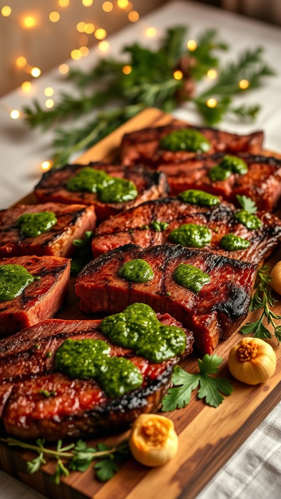 herb crusted steak with chimichurri