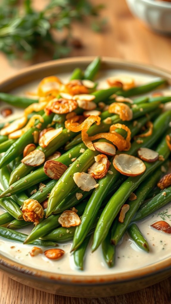 herb infused green bean almondine