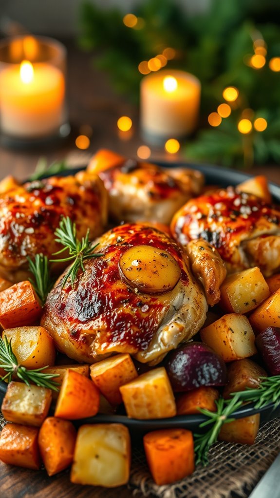 herb infused roasted chicken thighs