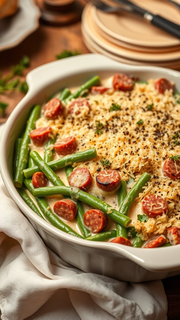 herb infused sausage green beans