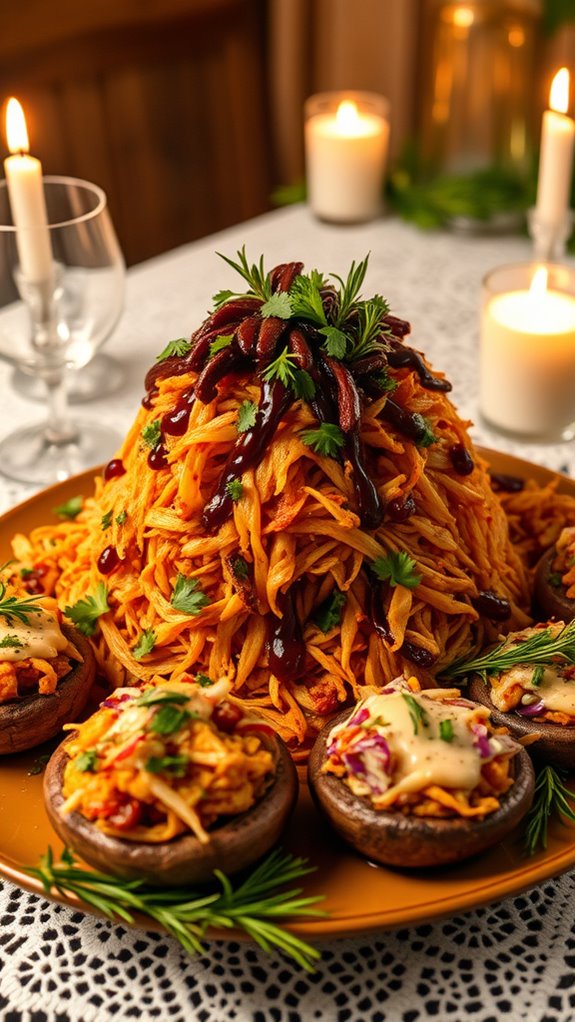 jackfruit herb stuffed mushrooms