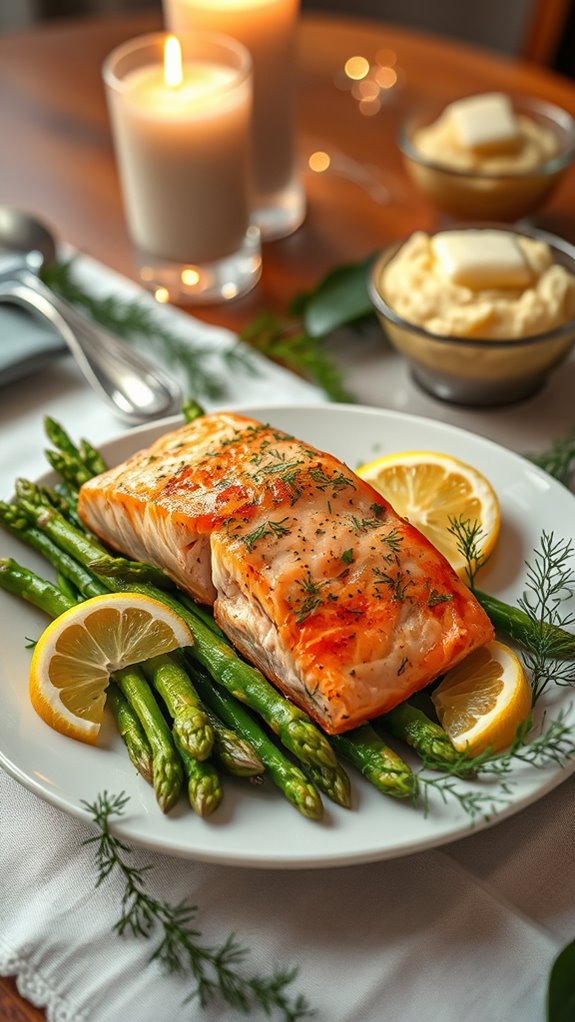 lemon dill salmon asparagus dish