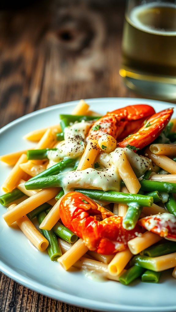 lobster green bean pasta dish