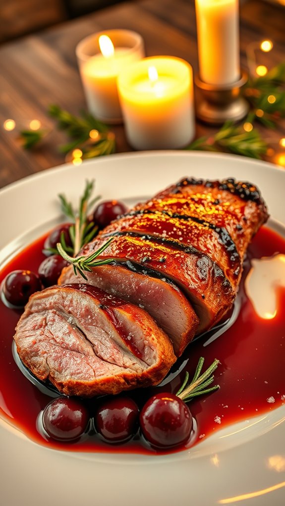 luxurious duck with cherries