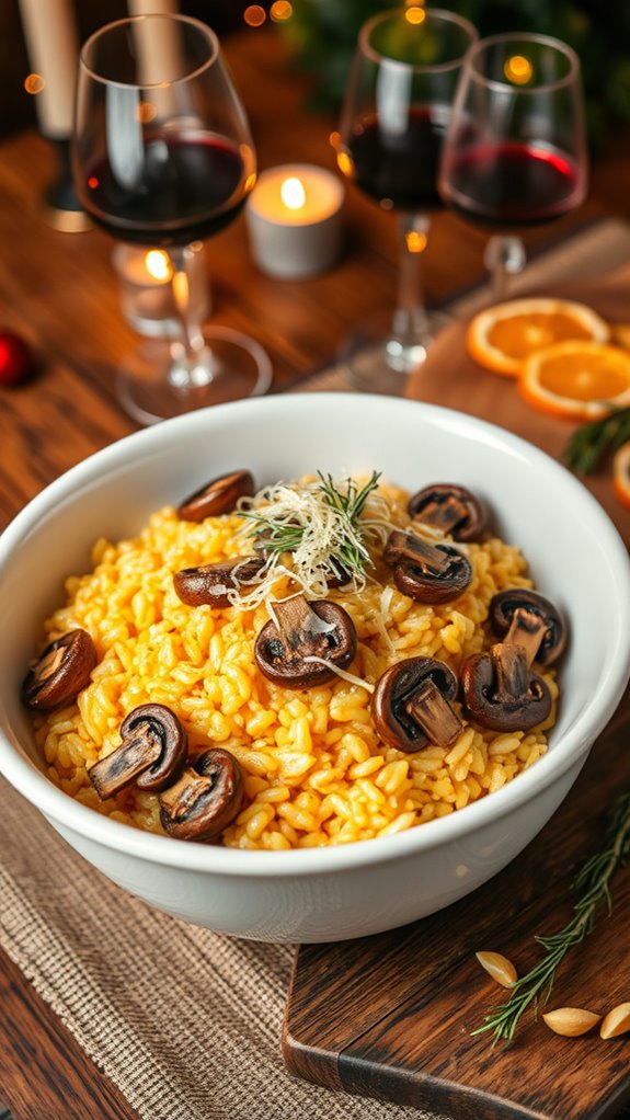 luxurious mushroom saffron risotto